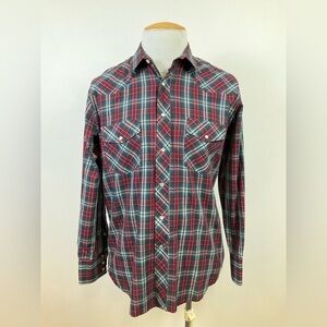 ROPER Long Sleeve Red Plaid Western Yoke Shirt Pearl Snap Pockets Men’s M